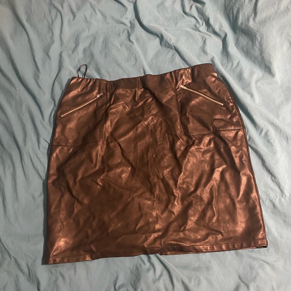 Faux Leather Midi Skirt